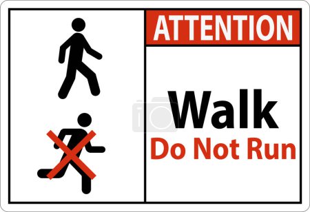Ilustración de No correr la señal de seguridad, atención - Caminar, no correr - Imagen libre de derechos