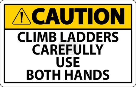 Vorsicht Zeichen, Leitern langsam erklimmen und beide Hände benutzen