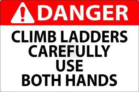 Gefahrenzeichen, Leitern langsam erklimmen und beide Hände benutzen