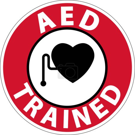 Téléchargez les illustrations : Signe AED d'urgence, Coeur avec AED - en licence libre de droit