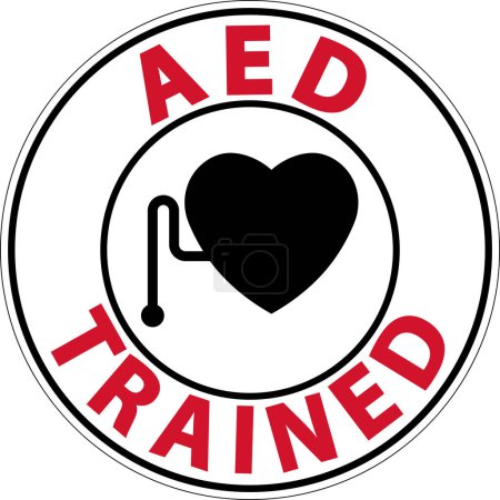 Emergency AED Trained Sign, Heart with AED