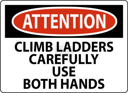 Attention Sign, Climb Ladders Slowly and Use Both Hands