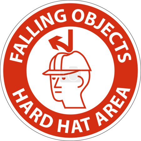 Illustration for Attention Sign, Falling Objects Hard Hat Area - Royalty Free Image