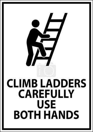 Safety First Sign, Climb Ladders Carefully Use Both Hands