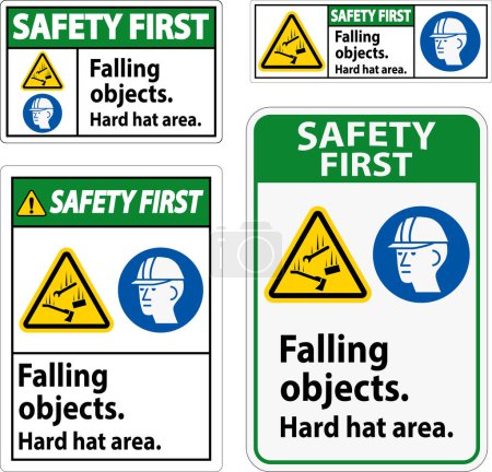 Sécurité d'abord signe, chute des objets Hard Hat zone