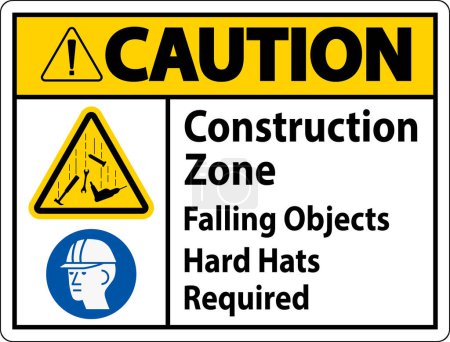 Caution Sign, Construction Zone, Falling Objects Hard Hats Required