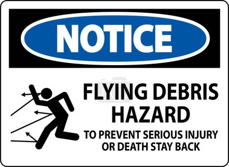 Ilustración de Señal de aviso, peligro de escombros voladores: para prevenir lesiones graves o la muerte - Imagen libre de derechos
