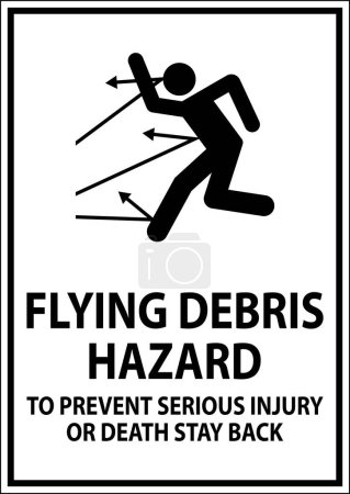 Ilustración de Señal de peligro, peligro de escombros voladores: para evitar lesiones graves o la muerte - Imagen libre de derechos