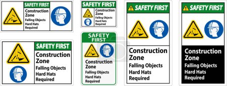 Seguridad Primer signo, Zona de construcción, Caída de objetos sombreros duros necesarios