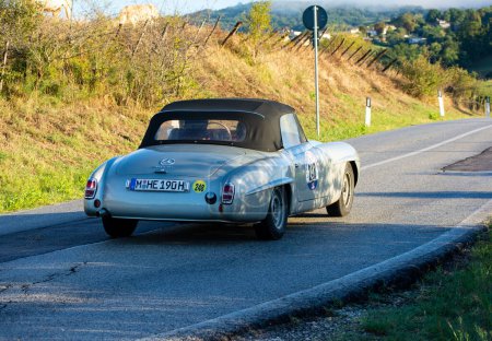 Photo for San marino , san marino - sett. 16 : mercedes benz sl190 1960 in coppa nuvolari old racing car - Royalty Free Image