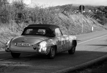 Photo for San marino , san marino - sett. 16 : mercedes benz sl190 1960 in coppa nuvolari old racing car - Royalty Free Image