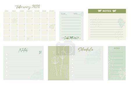 Minimalist planner. Digital planner mint green. To do list. Schedule memo template. Digital planner sheets isolated on white background.