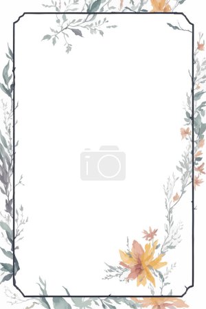 Photo for Hand painted watercolor floral frame and border. Watercolor floral banner isolated on white background. Can be used for greeting cards, wedding invitations, stationary and other. - Royalty Free Image