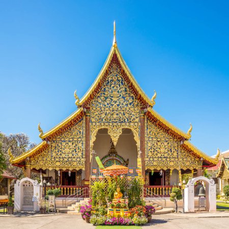 Blick auf das Wat von Chiang Man in den Straßen der Stadt Chiang Mai in Thailand