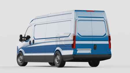 Téléchargez les photos : Rendu 3D d'une camionnette de livraison générique sans marque - en image libre de droit