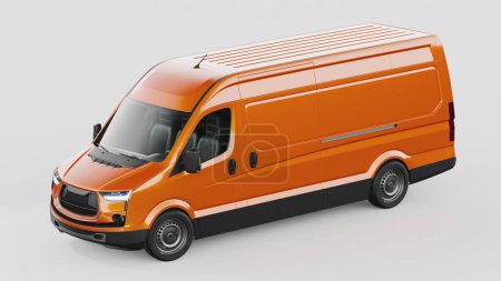 Téléchargez les photos : Rendu 3D d'une camionnette de livraison générique sans marque - en image libre de droit