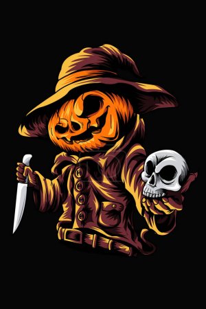 Illustration for Psychopath pumpkin vector illustration - Royalty Free Image