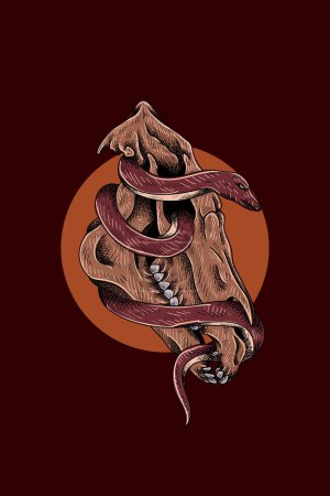 Illustration for Horse skull with snake vector illustration - Royalty Free Image