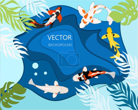 Photo for Vector background with carps on a cut paper background.Modern polygonal craft style. Vector illustration. - Royalty Free Image