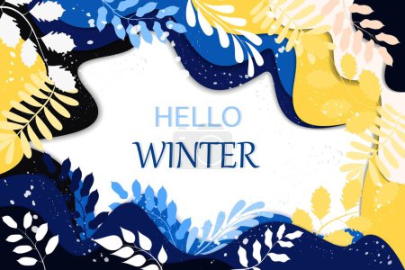 Photo for Vector poster with plants and leaves on a winter theme. Paper cut background - Royalty Free Image
