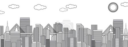 Photo for City view in the style of line art.Vector banner. Urban landscape - Royalty Free Image