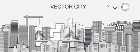 Photo for City view in the style of line art.Vector banner. Urban landscape - Royalty Free Image