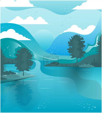 Photo for Natural landscape. Vector postcard with a view of nature. - Royalty Free Image
