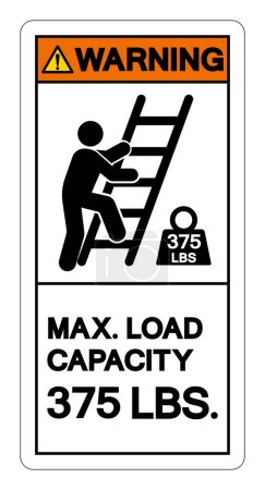 Téléchargez les illustrations : Avertissement Max Ladder Capacity 375 LBS Symbol Sign, Illustration vectorielle, Isoler sur l'étiquette de fond blanc .EPS10 - en licence libre de droit