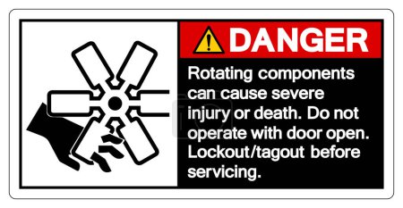 Illustration for Danger Rotating components can cause severe injury or death. Do not operate with door open Symbol Sign, Vector Illustration, Isolate On White Background Label .EPS10 - Royalty Free Image