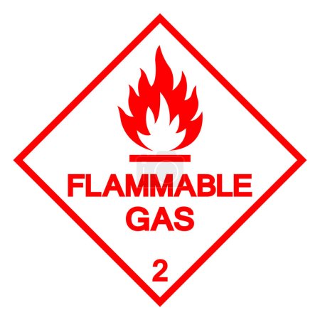 Téléchargez les illustrations : Signe de symbole de gaz inflammable de classe 2, illustration vectorielle, isolement sur l'étiquette blanche de fond .EPS10 - en licence libre de droit