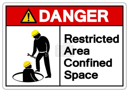 Danger Confined Space Restricted Area Symbol Sign, Vektor Illustration, Isoliert auf weißem Hintergrund Etikett. EPS10 