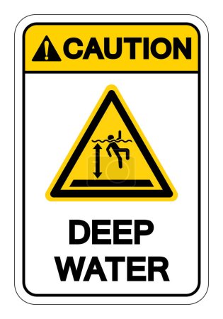 Ilustración de Precaución Signo de símbolo de agua profunda, ilustración vectorial, aislar en la etiqueta de fondo blanco. EPS10 - Imagen libre de derechos
