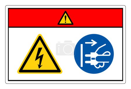 Illustration for Danger High Voltage Disconnect Mains Plug From Electrical Outlet Symbol Sign,Vector Illustration, Isolated On White Background Label. EPS10 - Royalty Free Image