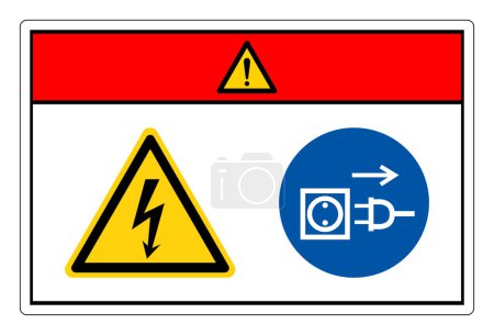 Illustration for Danger High Voltage Please Pull Plug For Service Symbol Sign, Vector Illustration, Isolate On White Background Label. EPS10 - Royalty Free Image