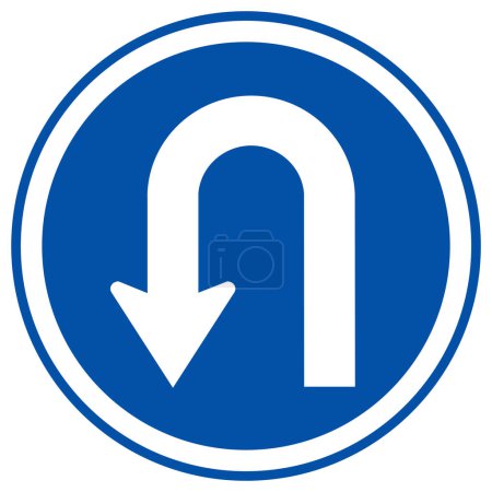 Illustration for U-Turn Left Traffic Road Sign,Vector Illustration, Isolate On White Background Label. EPS10 - Royalty Free Image