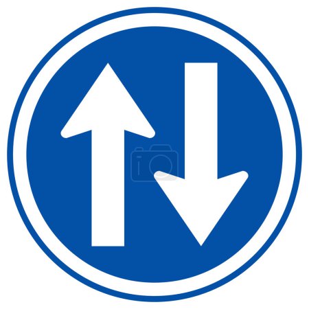 Panneau de signalisation bidirectionnel, Illustration vectorielle, Isoler sur étiquette de fond blanc. PSE10
 