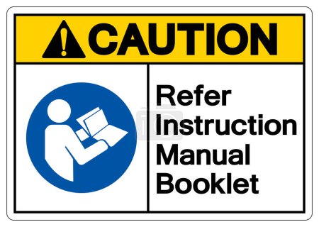 Caution Refer Instruction Manual Booklet Symbol Sign,Vector Illustration, Isolated On White Background Label. EPS10  