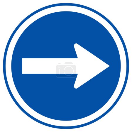 Ilustración de Vaya a la derecha por la señal de tráfico de flechas, ilustración vectorial, aislar en la etiqueta de fondo blanco. EPS10 - Imagen libre de derechos