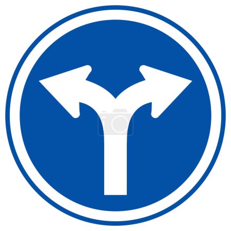 Gabelung in Verkehrszeichen, Vektorabbildung, isoliert auf weißem Hintergrundschild. eps10 
