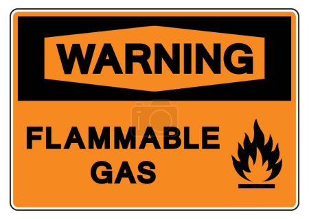 Warnschild für brennbares Gas, Vektorillustration, Isoliert auf weißem Hintergrund. EPS10 