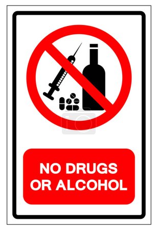 Keine Zeichen für Drogen oder Alkohol, Vektor-Illustration, isoliert auf weißem Etikett .EPS10 