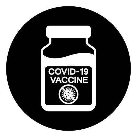 Téléchargez les illustrations : Signe de symbole de vaccin Covid-19, illustration vectorielle, isolé sur l'étiquette de fond blanche. PSE10 - en licence libre de droit