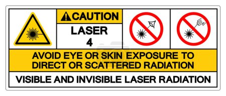 Caution Laser 4 Avoid Eye or Skin Exposure to Direct or Scattered Radiation Symbol Sign, Vector Illustration, Isolate On White Background Label .EPS10 