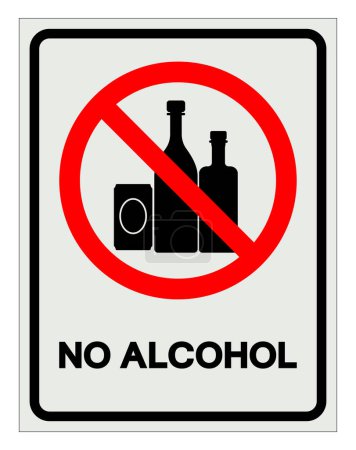 Ningún signo del símbolo del alcohol, ilustración del vector, aísle en la etiqueta blanca del fondo .EPS10 