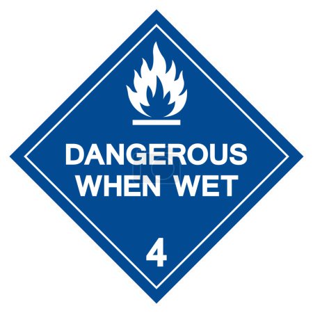 Illustration for Class 4 Dangerous When Wet Symbol Sign, Vector Illustration, Isolate On White Background Label. EPS10 - Royalty Free Image