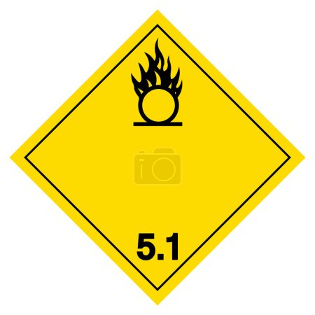 Signe de symbole de la classe 5.1 d'oxydant, illustration vectorielle, isolement sur fond blanc, étiquette .EPS10   
