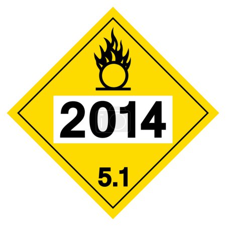 Ilustración de UN2014 Clase 5.1 Signo de símbolo de peróxido de hidrógeno, ilustración vectorial, aislamiento sobre fondo blanco, etiqueta .EPS10 - Imagen libre de derechos
