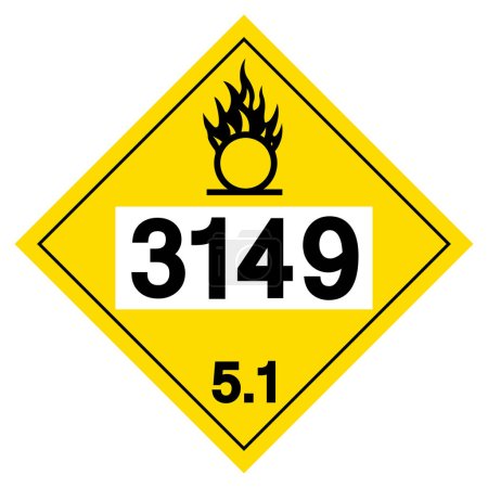 Ilustración de UN3149 Clase 5.1 Signo de símbolo de peróxido de hidrógeno, ilustración de vectores, aislamiento sobre fondo blanco, etiqueta .EPS10 - Imagen libre de derechos