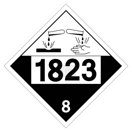 Ilustración de UN1823 Clase 8 Signo de símbolo de hidróxido de sodio, ilustración vectorial, aislamiento en la etiqueta de fondo blanco. EPS10 - Imagen libre de derechos