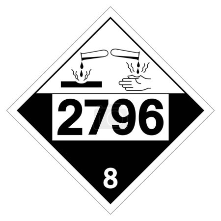 Ilustración de UN2796 Signo de símbolo de ácido sulfúrico de clase 8, ilustración vectorial, aislamiento en la etiqueta de fondo blanco. EPS10 - Imagen libre de derechos